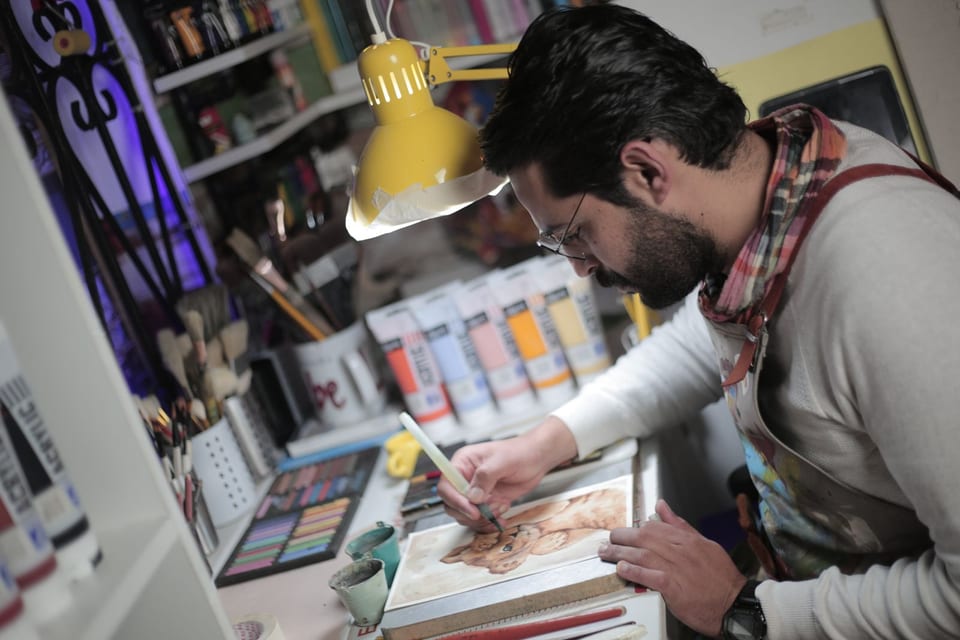 Travail sur un portrait, Alwan Garden Studio